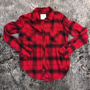 Abercrombie & Fitch Red and Black Plaid Flannel